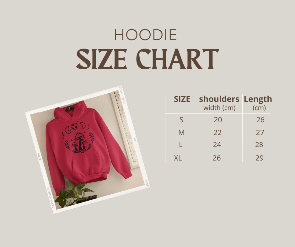 Boho Soccer Mushroom Hoodie, Lunar Graphic Pullover Hoodie for Girls Women