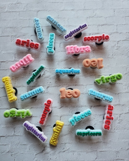 Printed Zodiac Name Shoe Charms