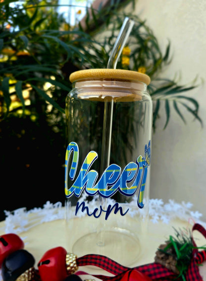 Personalized Girl Plus Sports Glass Tumbler with Bamboo Lid, Sports Girl Drinkware, Gift Idea