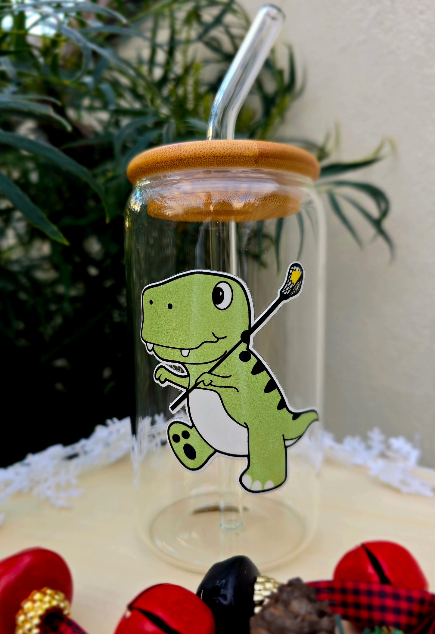 Personalized Girl Plus Sports Glass Tumbler with Bamboo Lid, Sports Girl Drinkware, Gift Idea