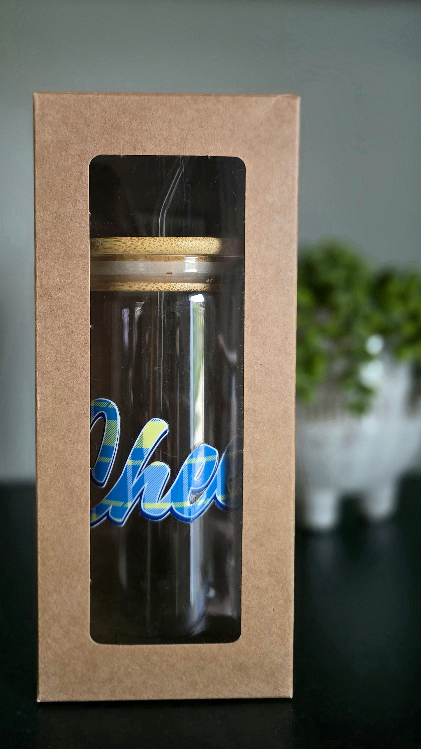 Personalized Girl Plus Sports Glass Cheer Tumbler with Bamboo Lid