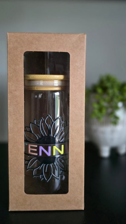 Personalized Girl Plus Sports Tennis Glass Tumbler with Bamboo Lid