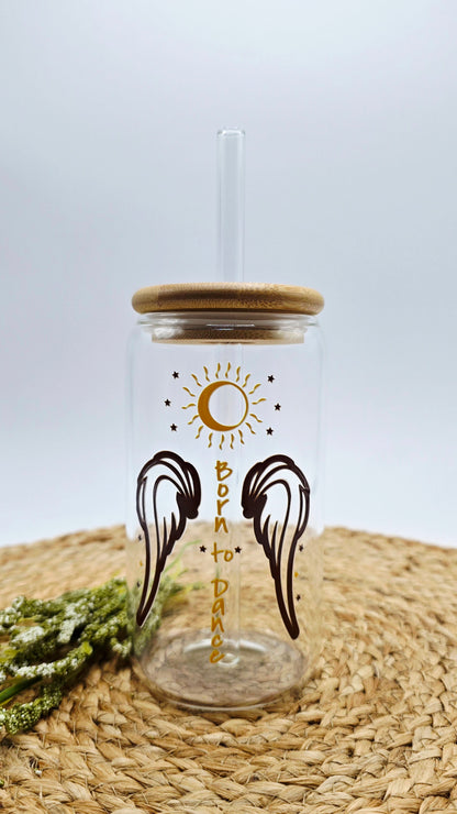 Personalized Girl Plus Sports Dance Glass Tumbler with Bamboo Lid