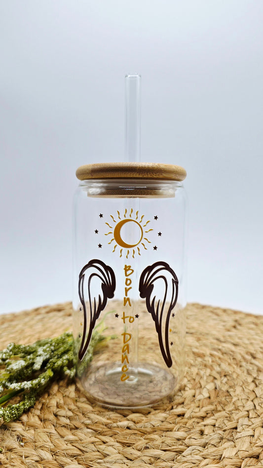 Personalized Girl Plus Sports Dance Glass Tumbler with Bamboo Lid