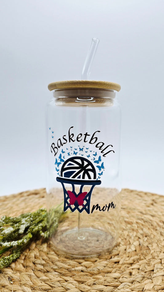 Personalized Girl Plus Sports Basketball Mom Tumbler with Bamboo Lid