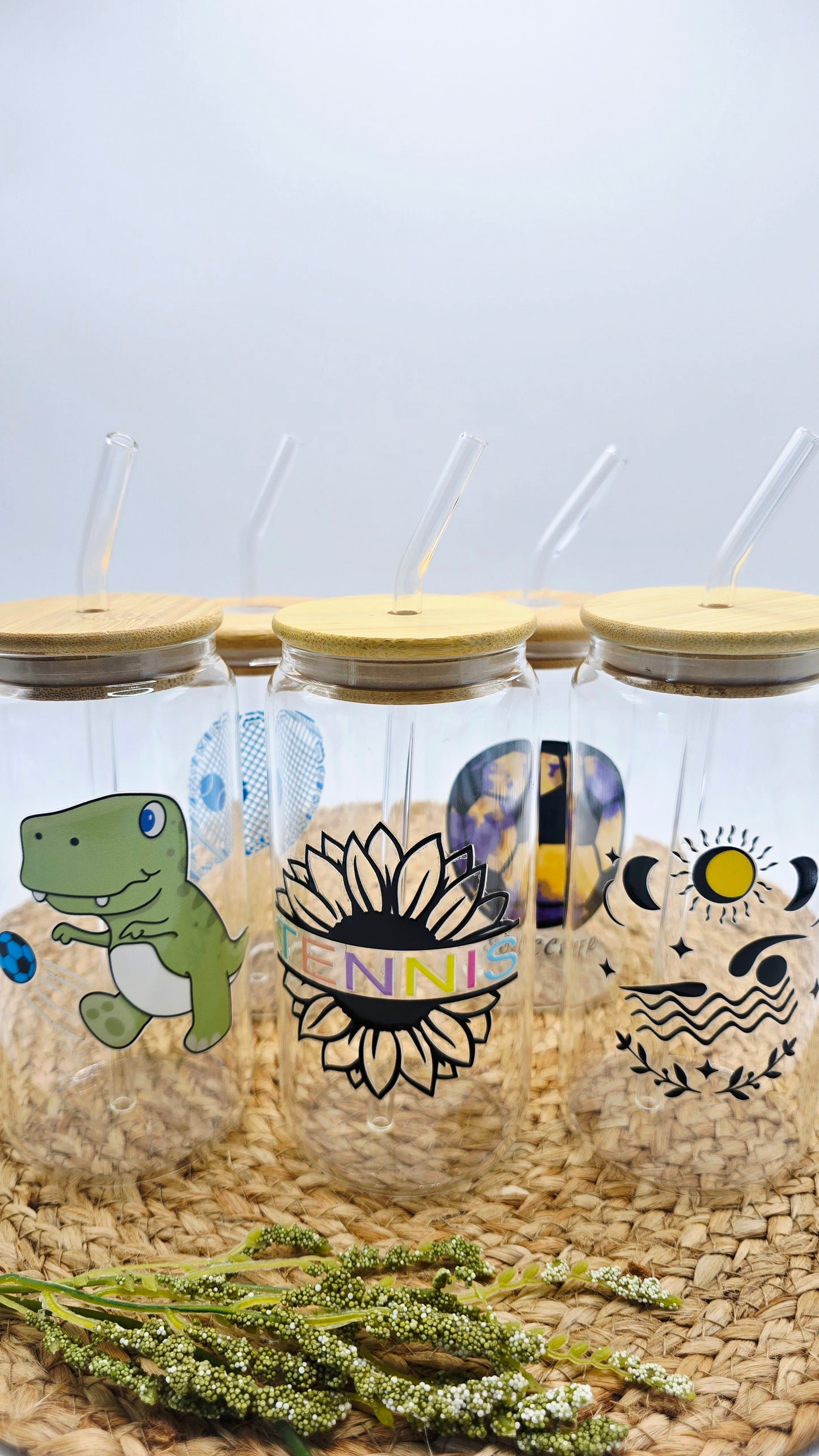 Personalized Girl Plus Sports Glass Cheer Mom Tumbler with Bamboo Lid