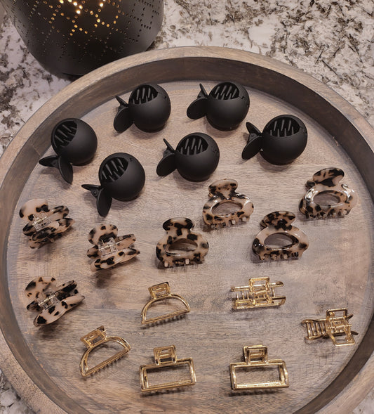 Hair Claw Clips Assorted Color Styles Small Size