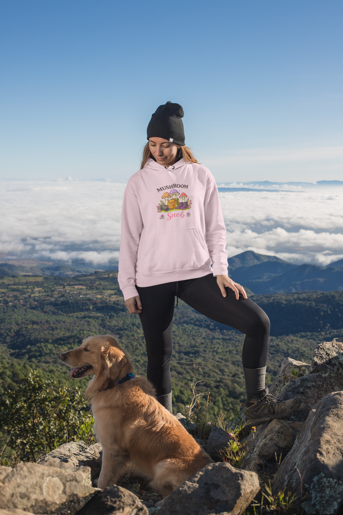 Cute Mushroom Hiking Pullover for Women, Mushroom Snob Graphic Sweatshirt, & Hoodie, Nature Lover and Hiker Gift