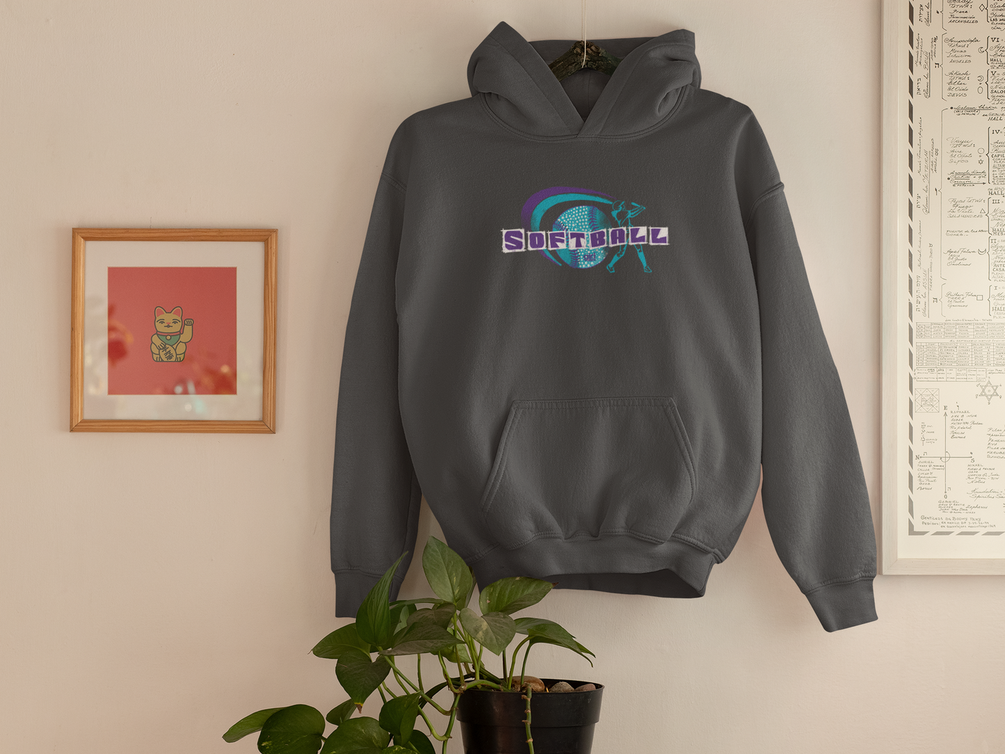 Girls Neon Softball Hoodie, Colorful Athletic for Female Players