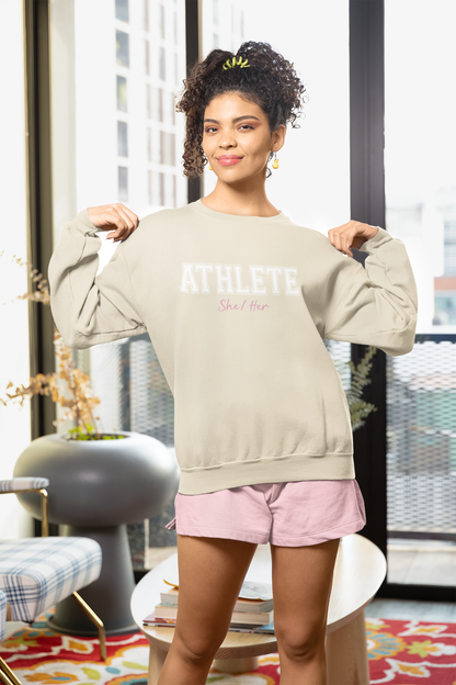 Athlete She/Her Printed Sweatshirt Women in Sports, Girls in Sports Apparel