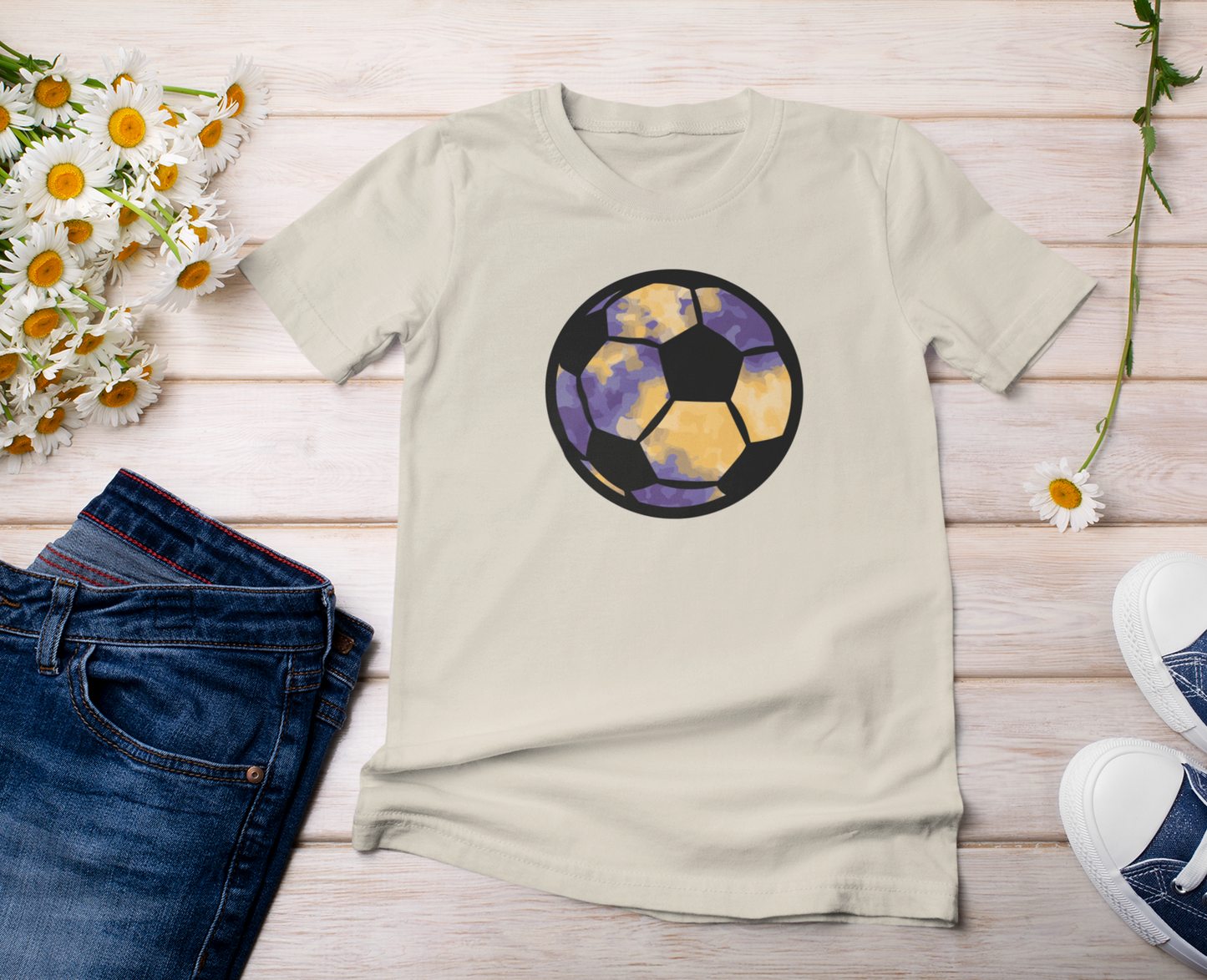 Tie-dye Soccer Crew Neck Tee for Girls Women, Soccer Season, Soccer Fan