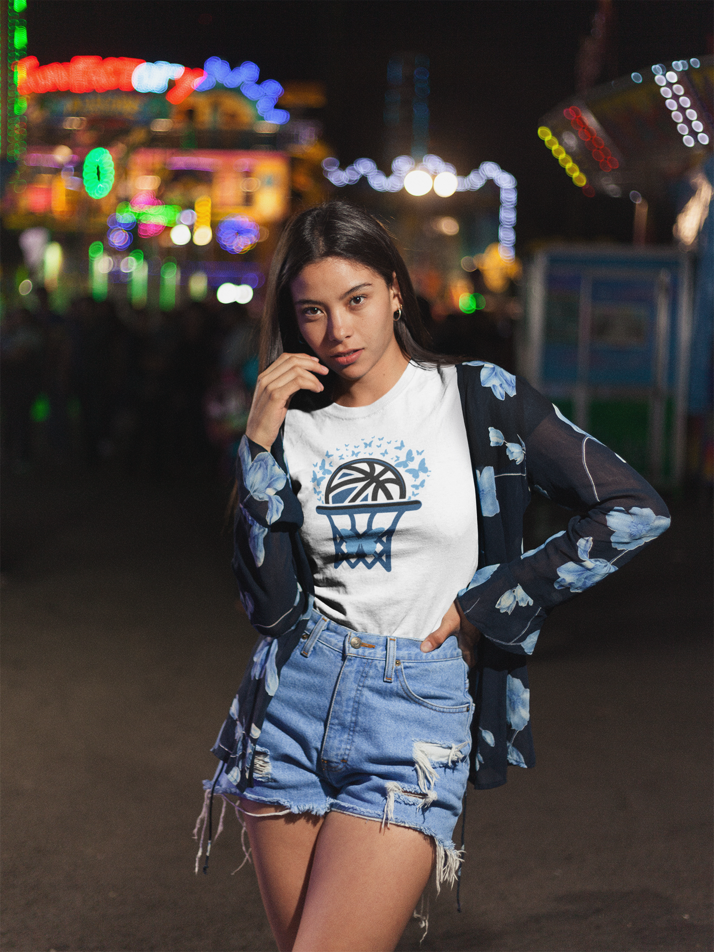 Basketball Butterfly Net Graphic T-Shirt