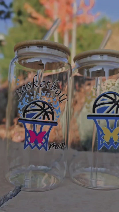 Personalized Girl Plus Sports Glass Tumbler with Bamboo Lid, Sports Girl Drinkware, Gift Idea
