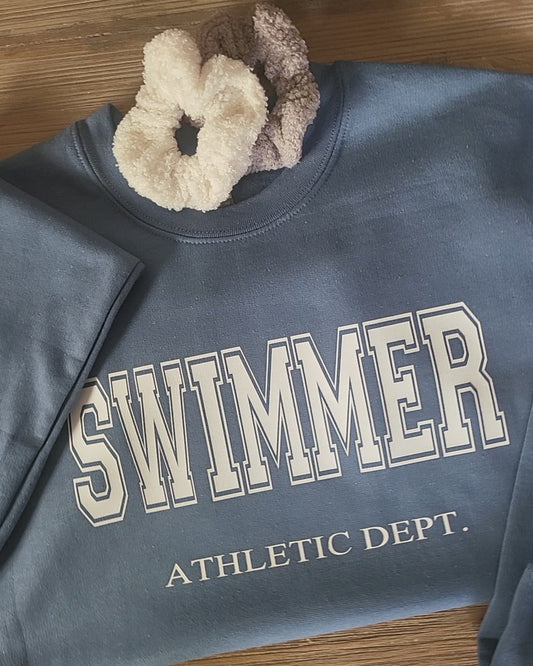 Varsity Print Athletic Department Swimmer Sweatshirt Unisex, Christmas Gift Idea