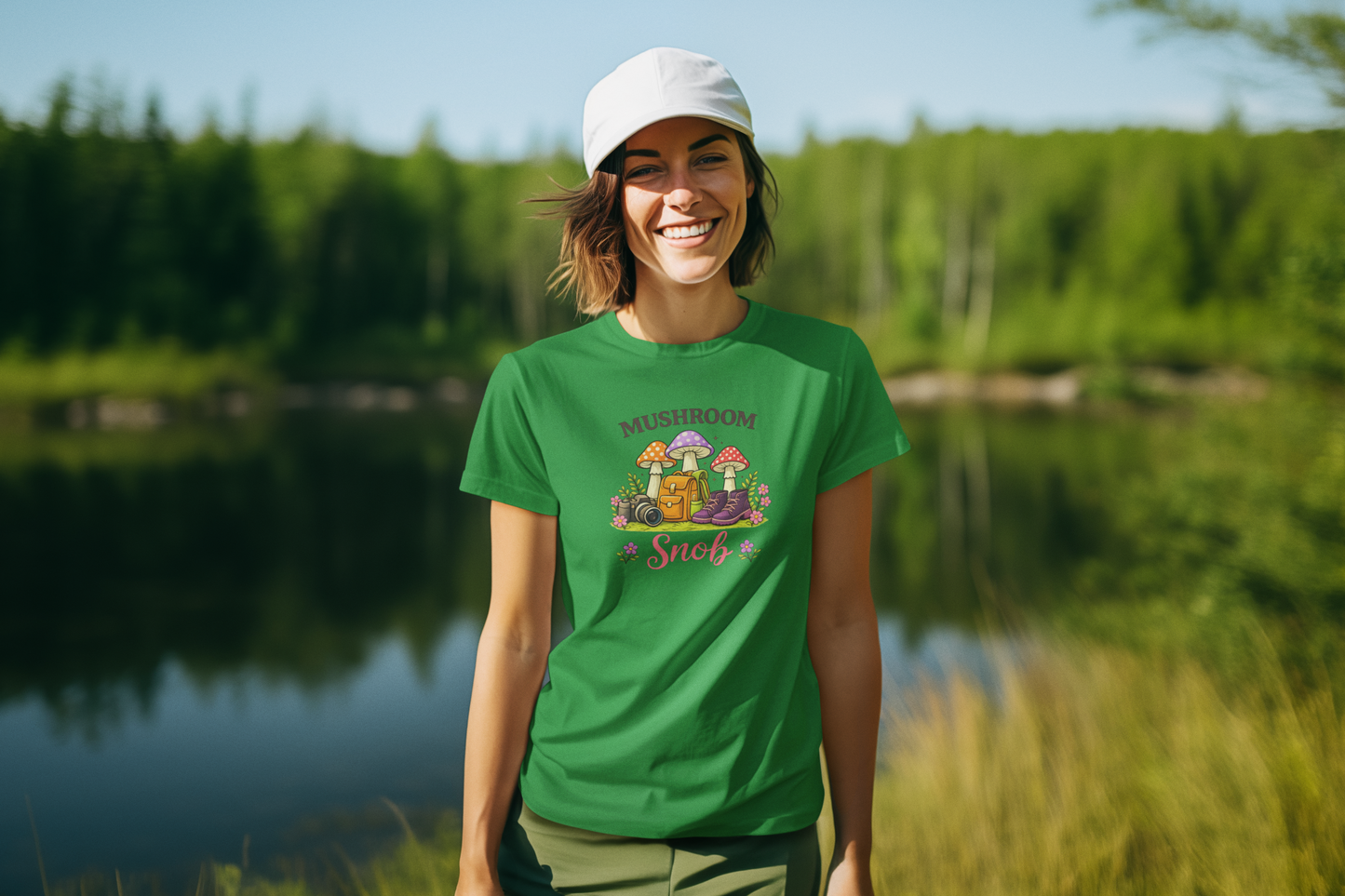 Cute Mushroom Hiking T-Shirt for Women, Mushroom Snob Graphic Tee, Nature Love and Hiker Gift