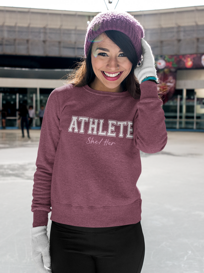 Athlete She/Her Printed Sweatshirt Women in Sports, Girls in Sports Apparel