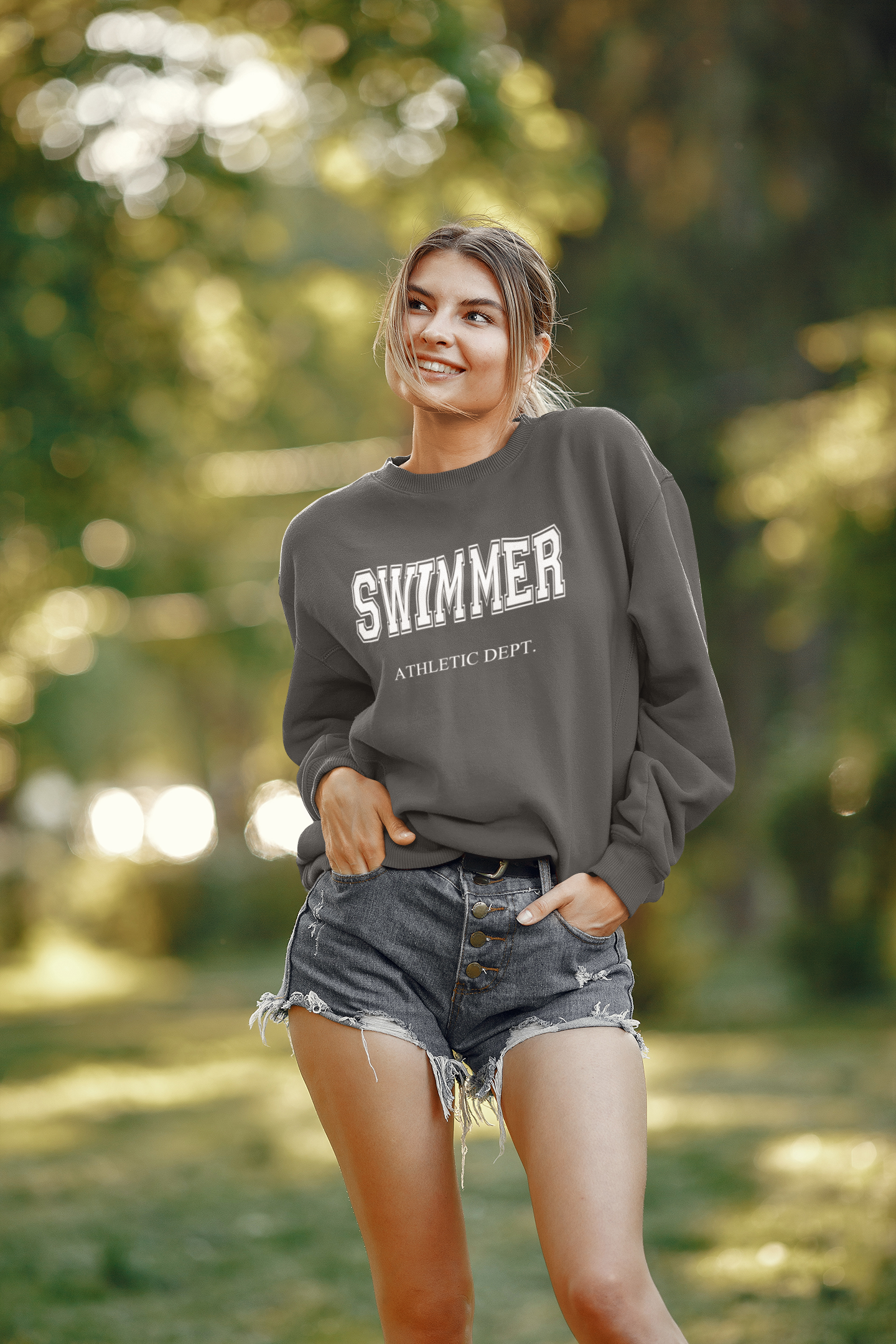 Varsity Print Athletic Department Swimmer Sweatshirt Unisex, Christmas Gift Idea