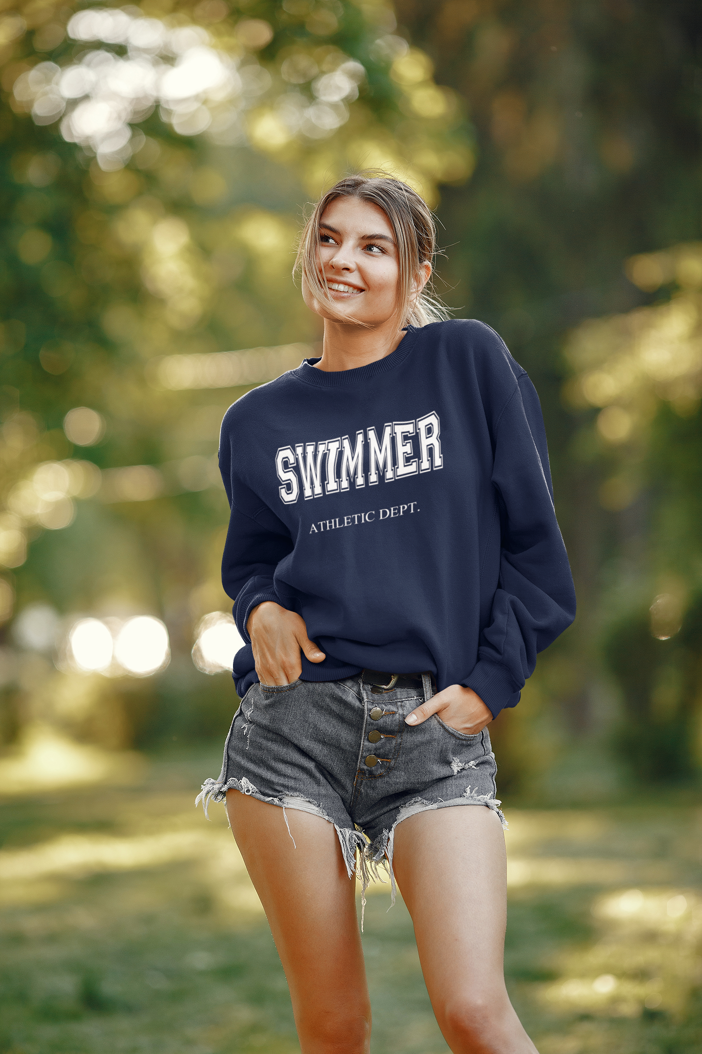 Varsity Print Athletic Department Swimmer Sweatshirt Unisex, Christmas Gift Idea