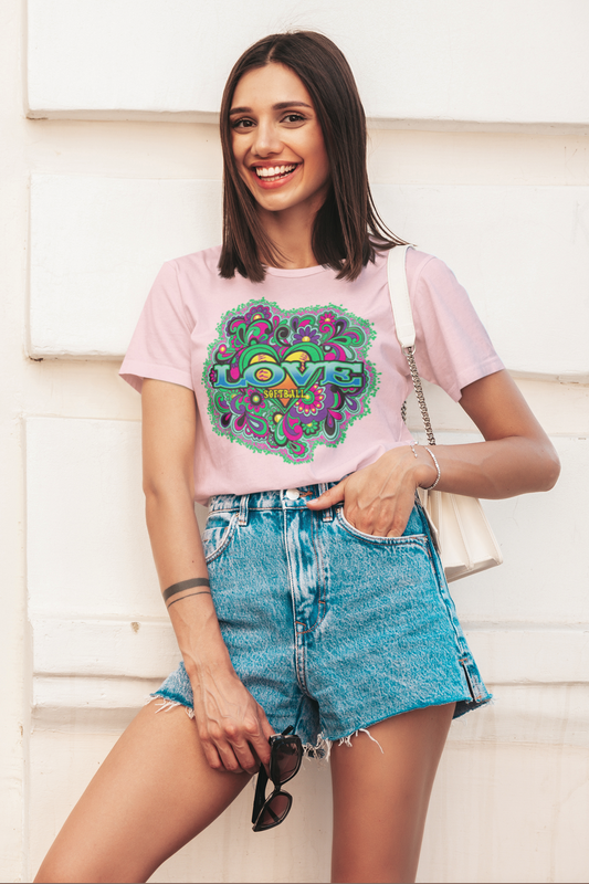 Colorful Softball Love T-Shirt Softball Player Softball Season