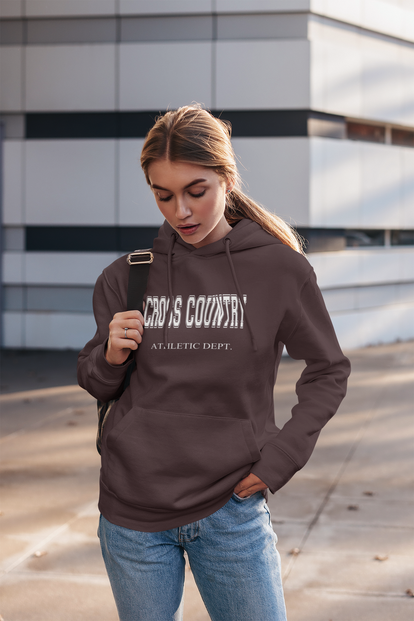 Varsity Letter Printed Cross Country Hoodie, XC Skiing, Gift Idea