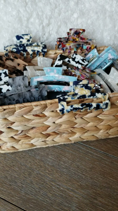 Large 3.1" Hollow Celluloid Acetate Claw Tortoise Hair Clip for Girls Women