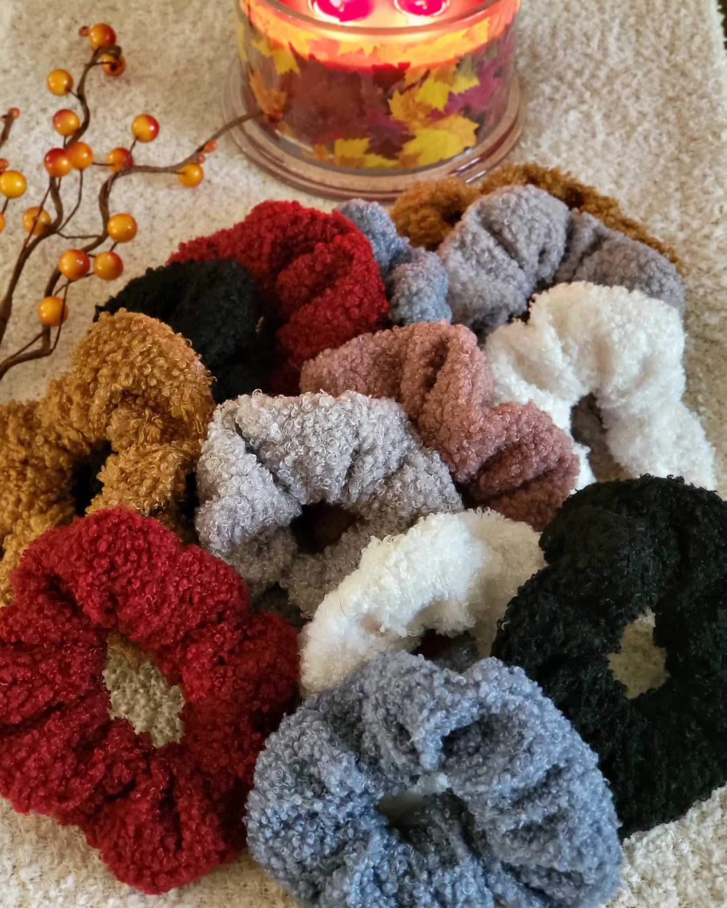 Faux Sherpa Fall Winter Scrunchies Teddy Bear Scrunchies Hair Accessories