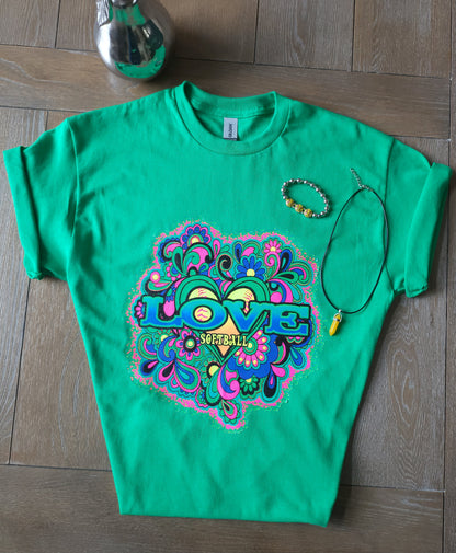 Colorful Softball Love T-Shirt Softball Player Softball Season