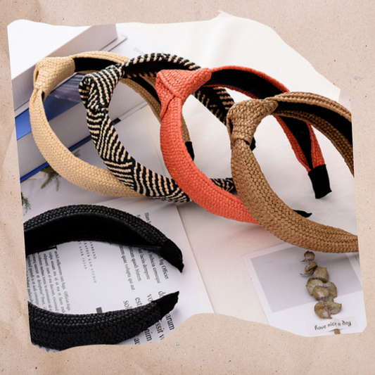 Women's Boho Straw Knot Headband, Everyday Hair Piece