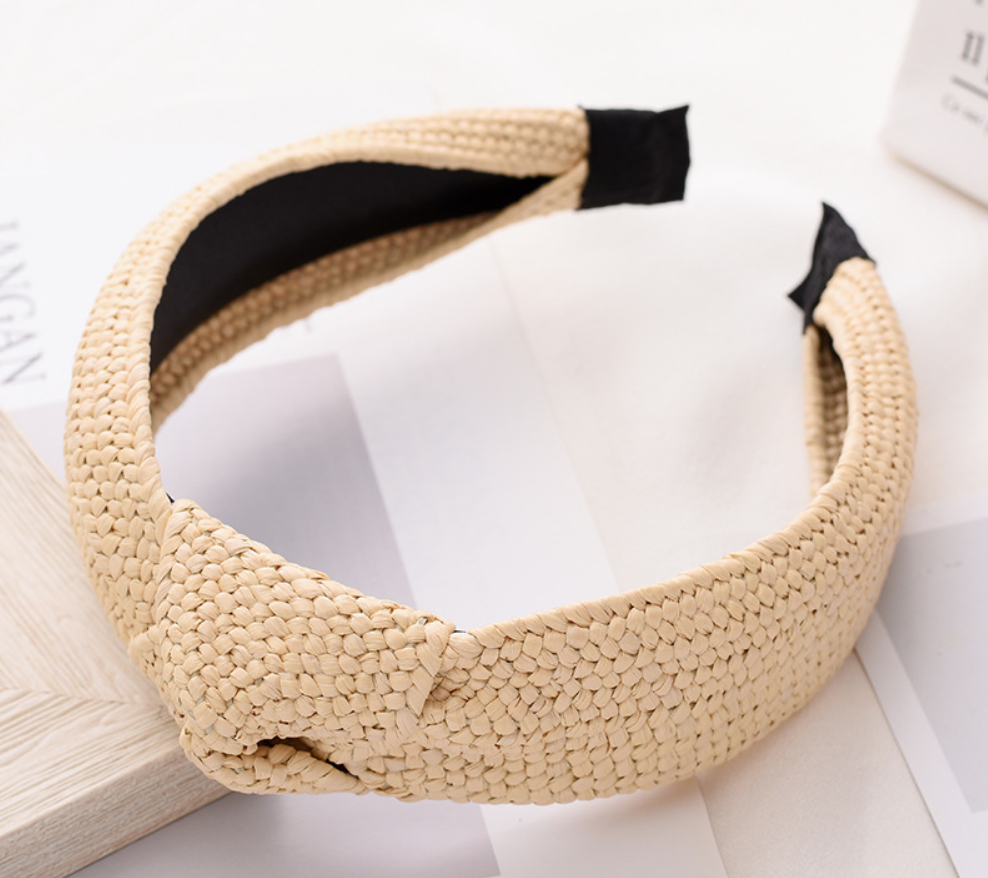 Women's Boho Straw Knot Headband, Everyday Hair Piece