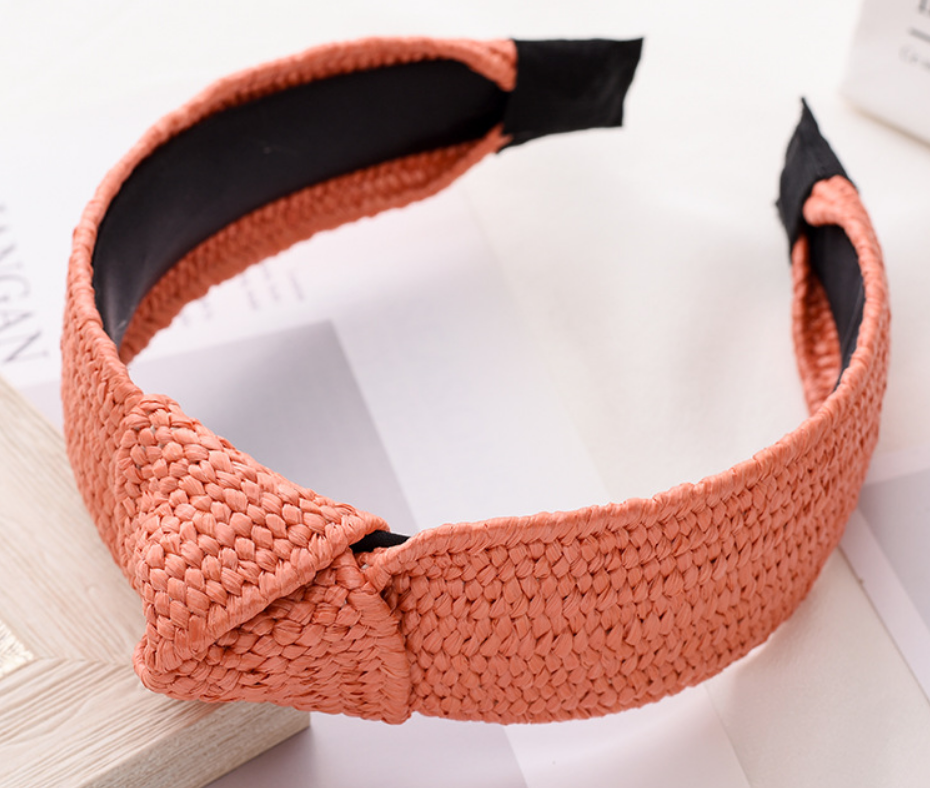 Women's Boho Straw Knot Headband, Everyday Hair Piece