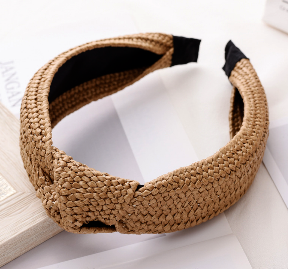 Women's Boho Straw Knot Headband, Everyday Hair Piece