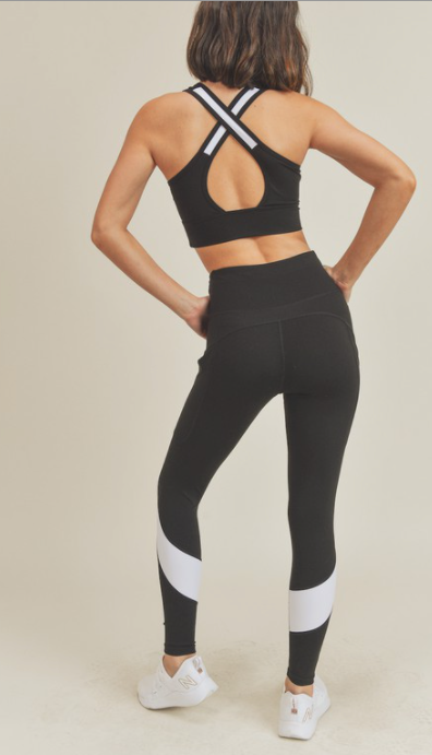 Criss Cross Sports Tank and Legging Set, Gym Yoga Running Lounge Sportswear