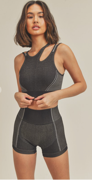 Sports Bra & Shortie Set 2 Piece Seamless Crop Tank and Shorts Yoga Outfits Girls Women's