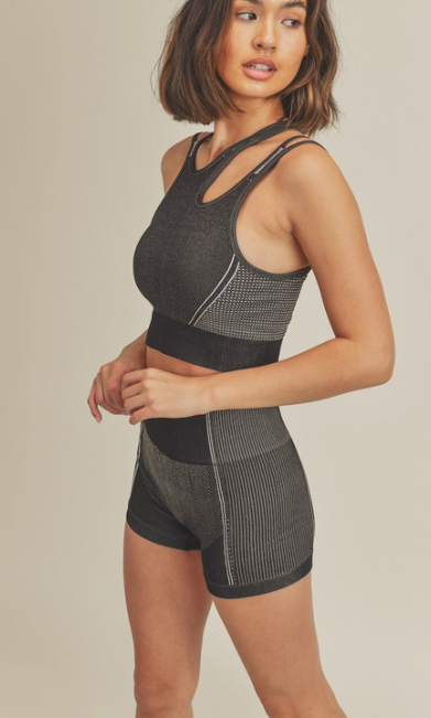 Sports Bra & Shortie Set 2 Piece Seamless Crop Tank and Shorts Yoga Outfits Girls Women's