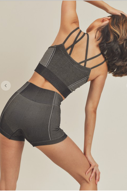 Sports Bra & Shortie Set 2 Piece Seamless Crop Tank and Shorts Yoga Outfits Girls Women's