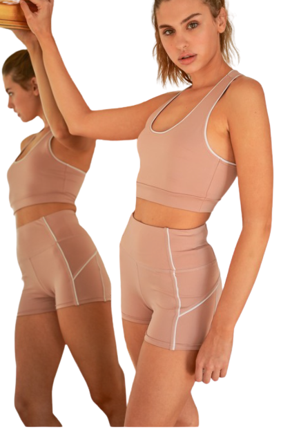 Girls Women 2 piece Sports Bra & Shorts, Gym Running Yoga Lounge Sportswear