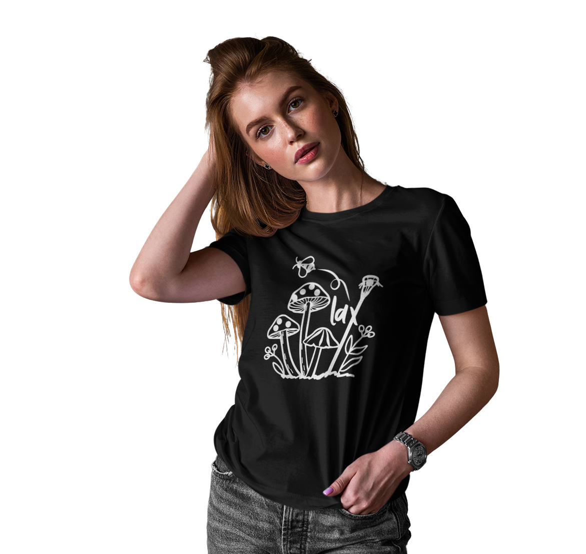 Boho Lacrosse Bee Mushroom Tee, Lunar Graphic Shirts for Girls Women