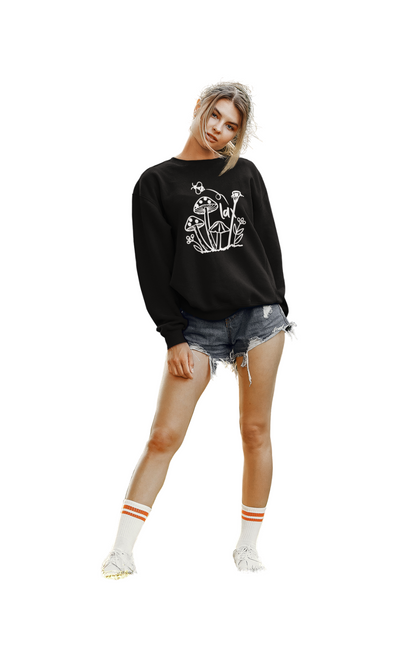 Boho Lacrosse Bee Mushroom Sweatshirt, Lunar Graphic Pullover for Girls Women