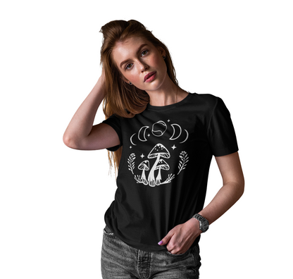 Boho Tennis Mushroom Tee, Lunar Shirt for Girls Women
