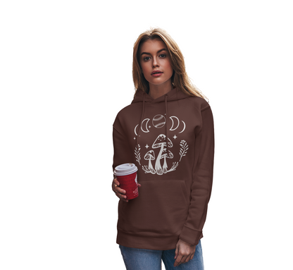 Boho Softball Mushroom Hoodie, Lunar Graphic Pullover for Girls Women