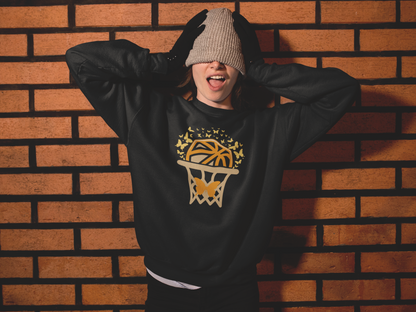 Basketball Graphic Butterfly Crew Neck Sweatshirt for Girls Women
