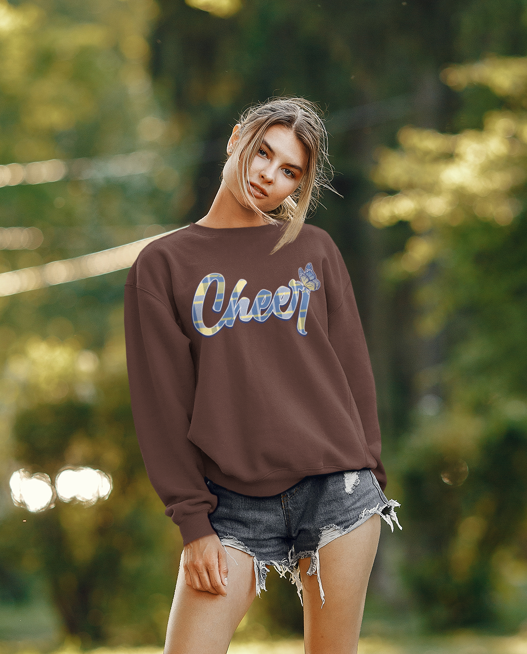 Cheer Plaid Graphic Sweatshirt for Girls Women