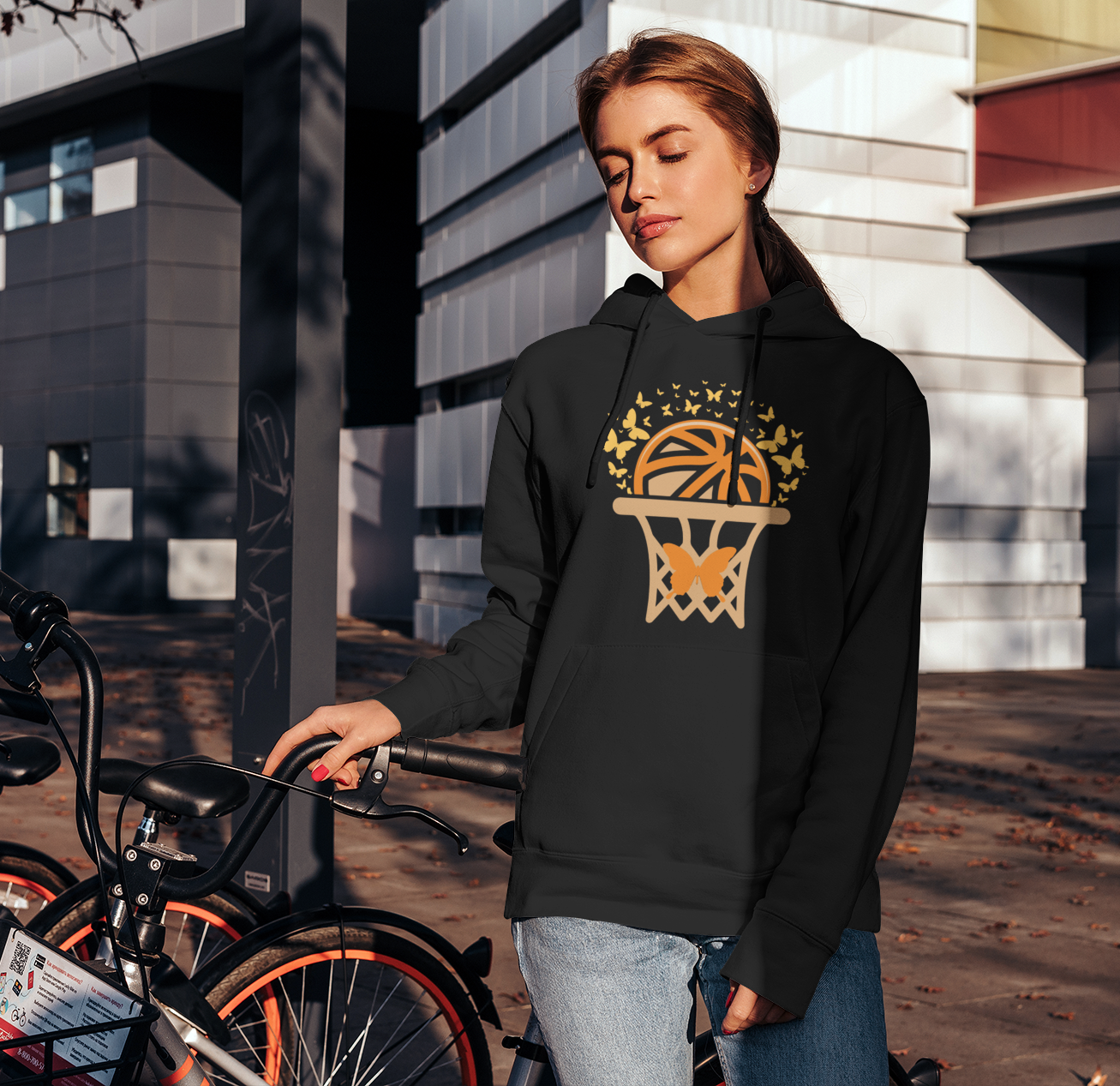 Butterfly Basketball Pullover Hoodie for Girls Women
