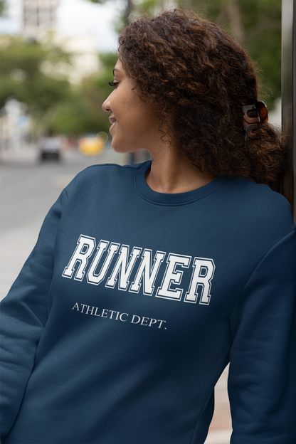 Varsity Print Athletic Department Runner Sweatshirt Unisex, Gift Idea