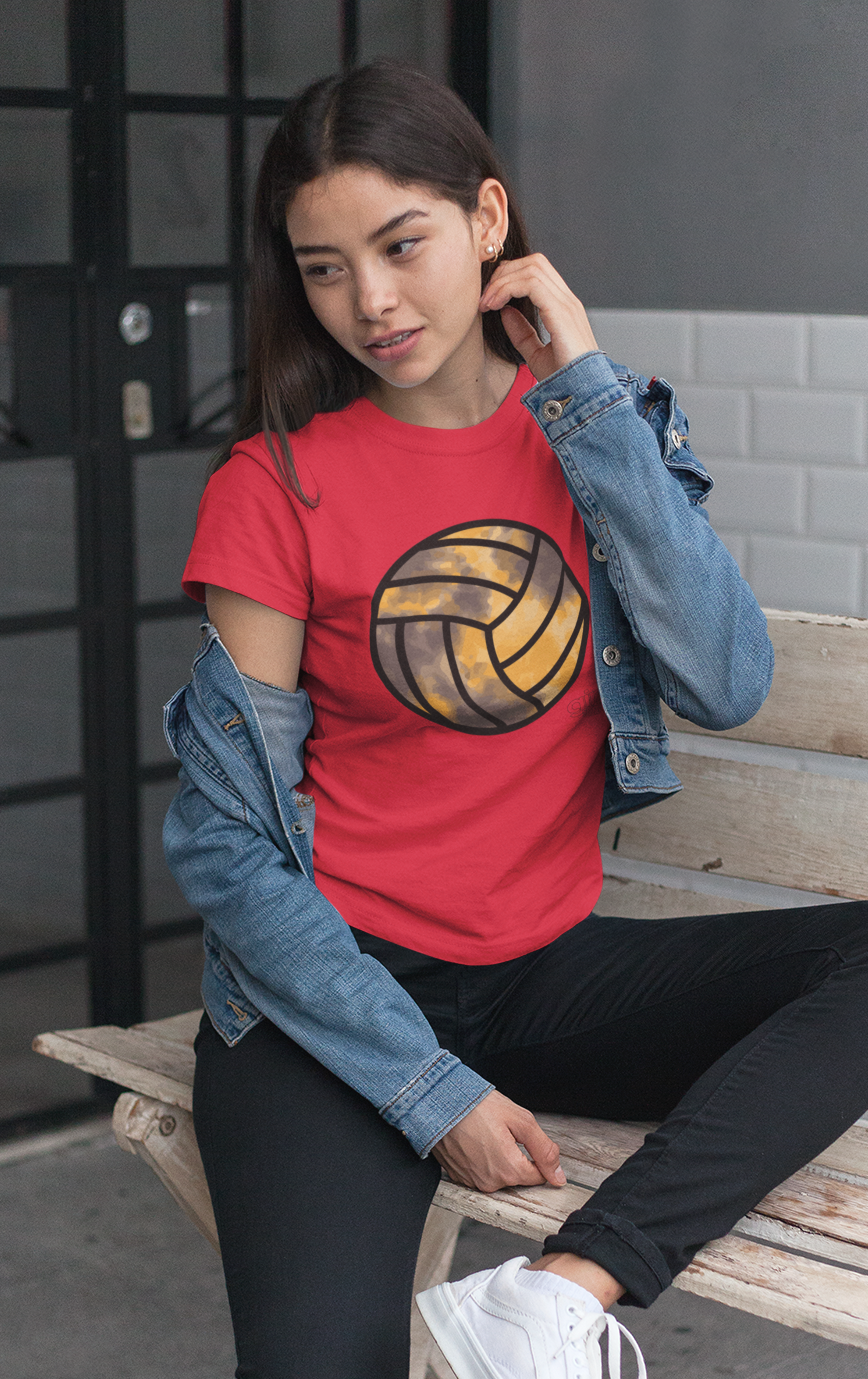 Tie-dye Volleyball Crew Neck Tee for Girls Women, Beach Volleyball, Volley Season