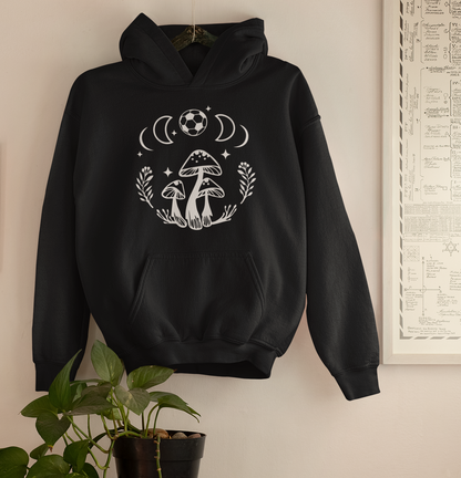 Boho Soccer Mushroom Hoodie, Lunar Graphic Pullover Hoodie for Girls Women