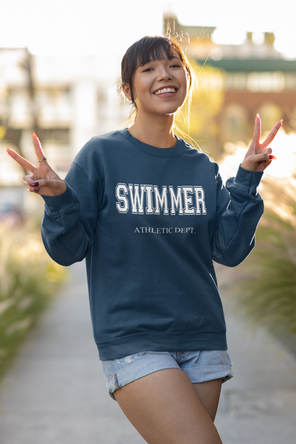 Varsity Print Athletic Department Swimmer Sweatshirt Unisex, Christmas Gift Idea