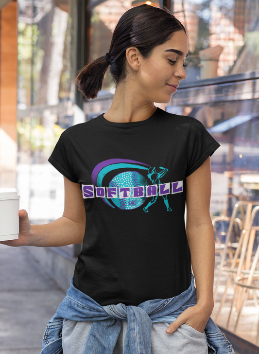 Softball On-trend Printed Crewneck Tee for Girls Women