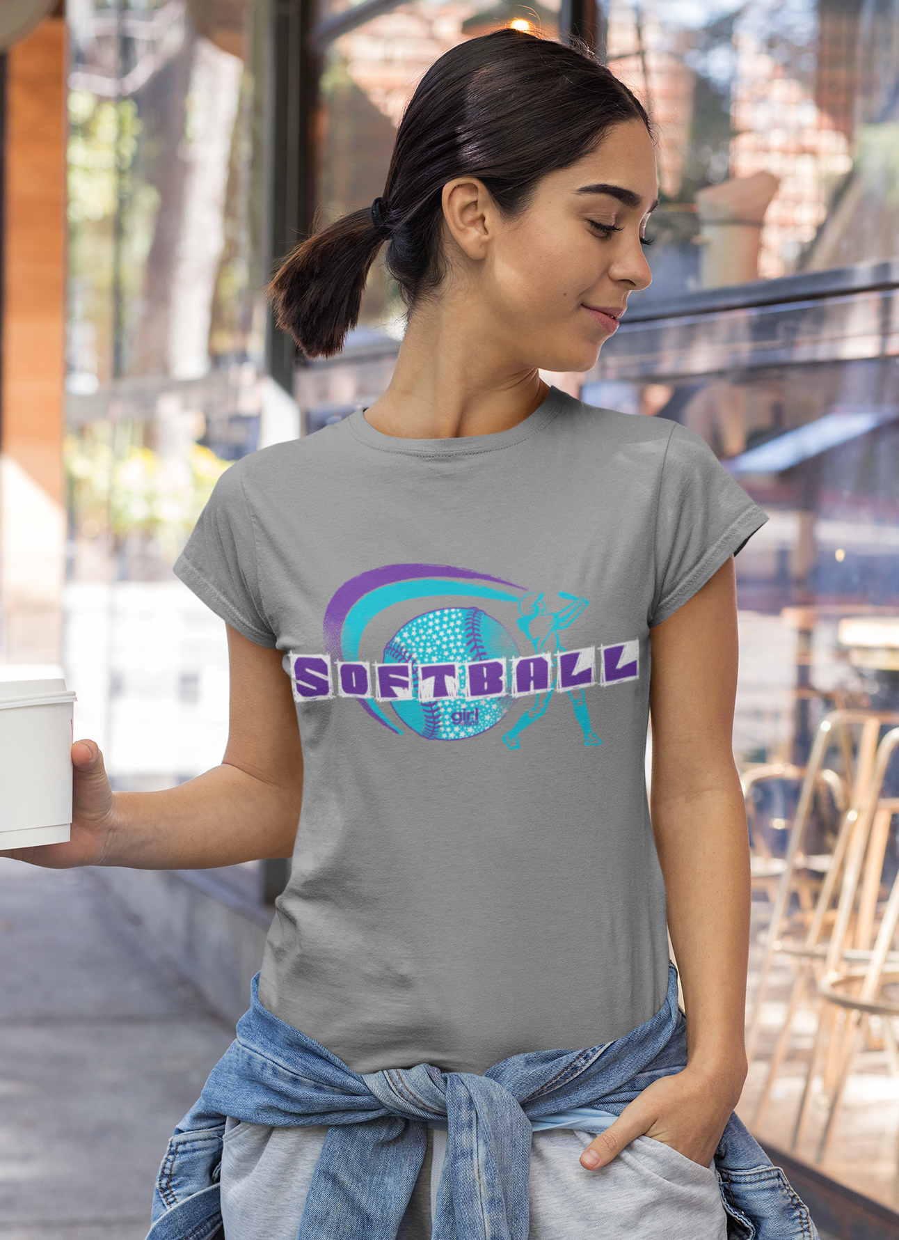 Softball Printed Crewneck Tee for Girls Women, Softball Season Softball Player