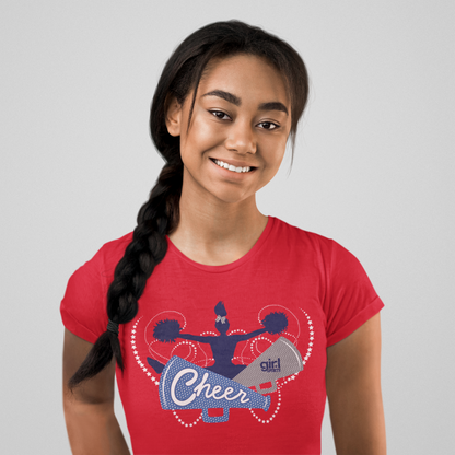 Cheer Graphic Printed Crewneck Tee for Girls Women
